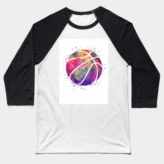 Basketball Ball Watercolor Sports Gift Baseball T-Shirt by LotusGifts